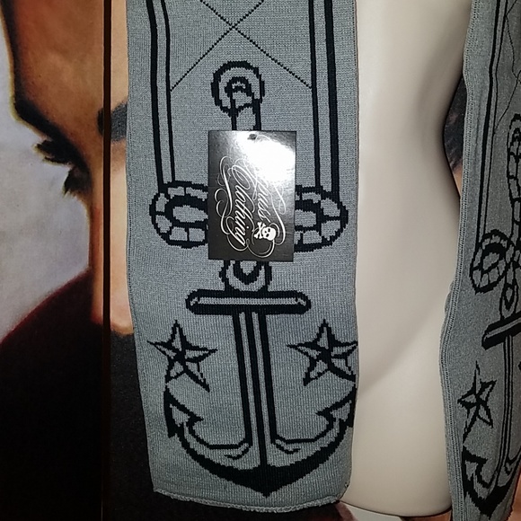 Sourpuss 65" Nautical Anchor Rope & Stars Scarf w Hidden 7" Buttoned Pocket - Picture 7 of 7